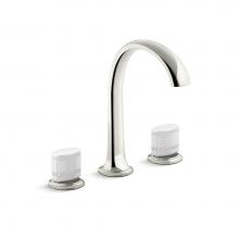 Kallista P25057-CMC-AD - Script® Sink Faucet, Arch Spout, White Porcelain Knob Handles