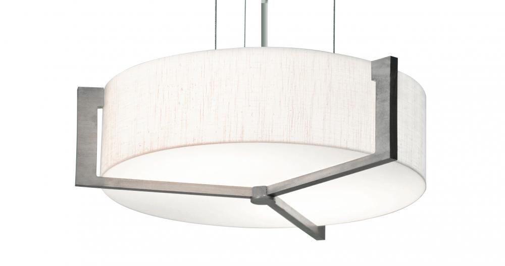 Apex 17'' LED Pendant - Weathered Grey Finish - Linen White Shade