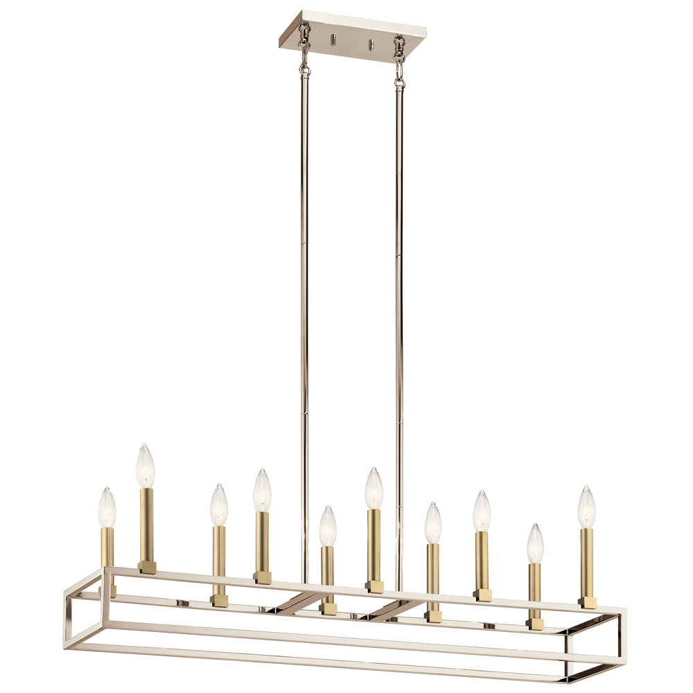 Finet™ 10 Light Linear Chandelier Polished Nickel