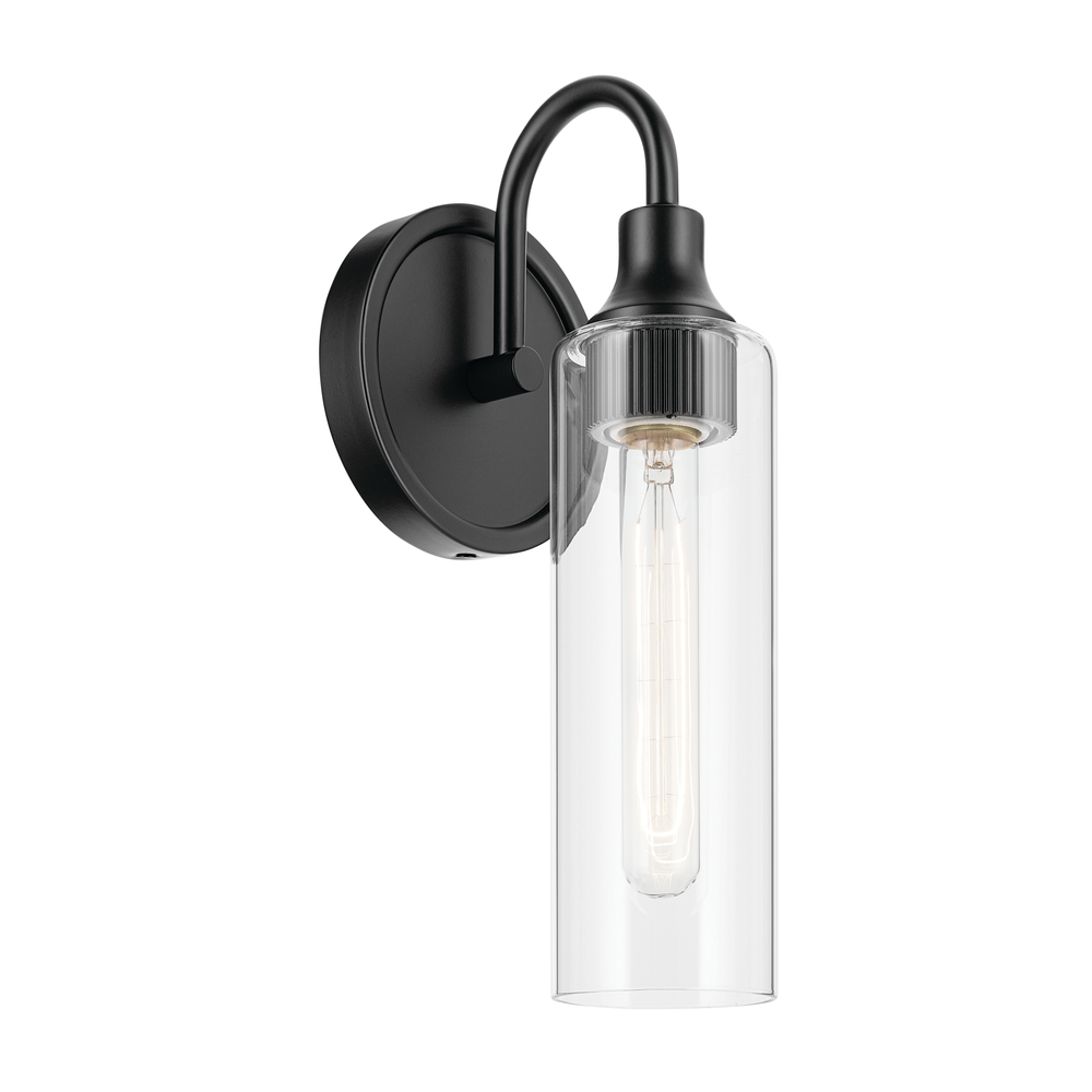 Kavi 13" 1-Light Wall Sconce with Clear Glass in Black