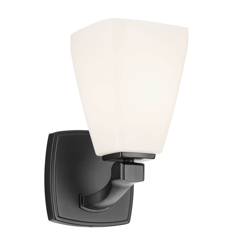 Marant 9.5" 1-Light Wall Sconce with Opal Glass in Black