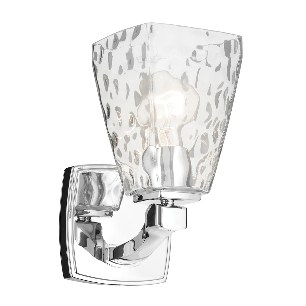 Marant 9.5" 1-Light Wall Sconce with Clear Water Glass in Chrome