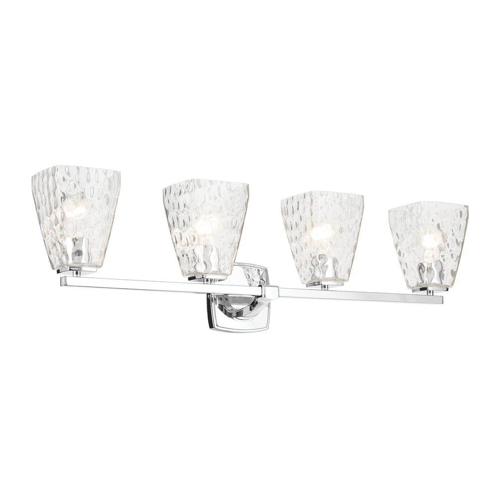 Marant 33.25" 4-Light Vanity Light with Clear Water Glass in Chrome