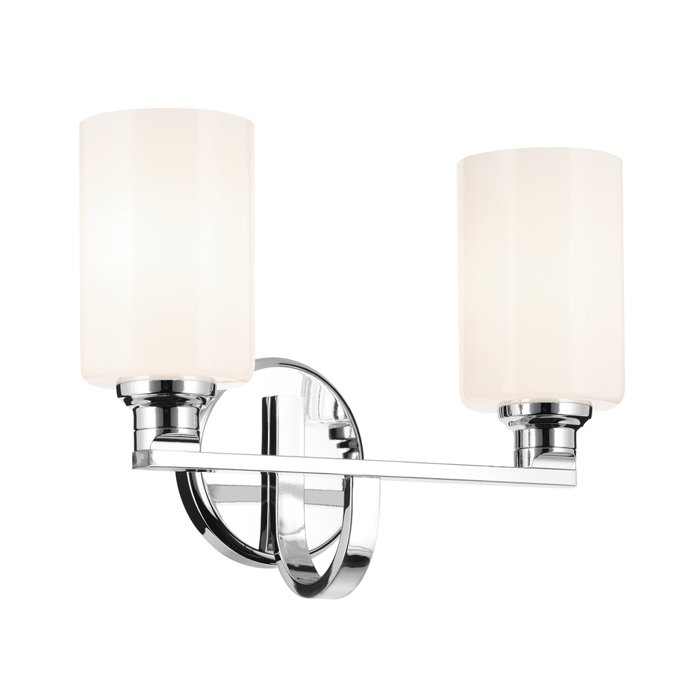 Gioe 14.25" 2-Light Vanity Light with Opal Glass in Chrome