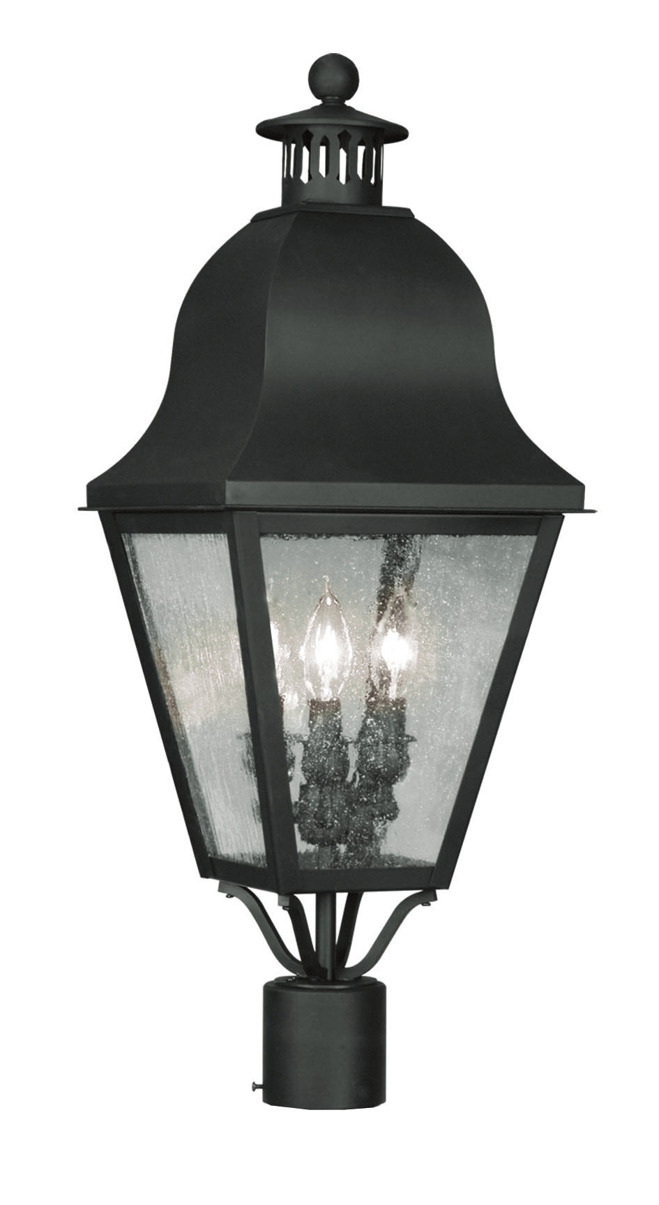 3 Light Black Outdoor Post Lantern