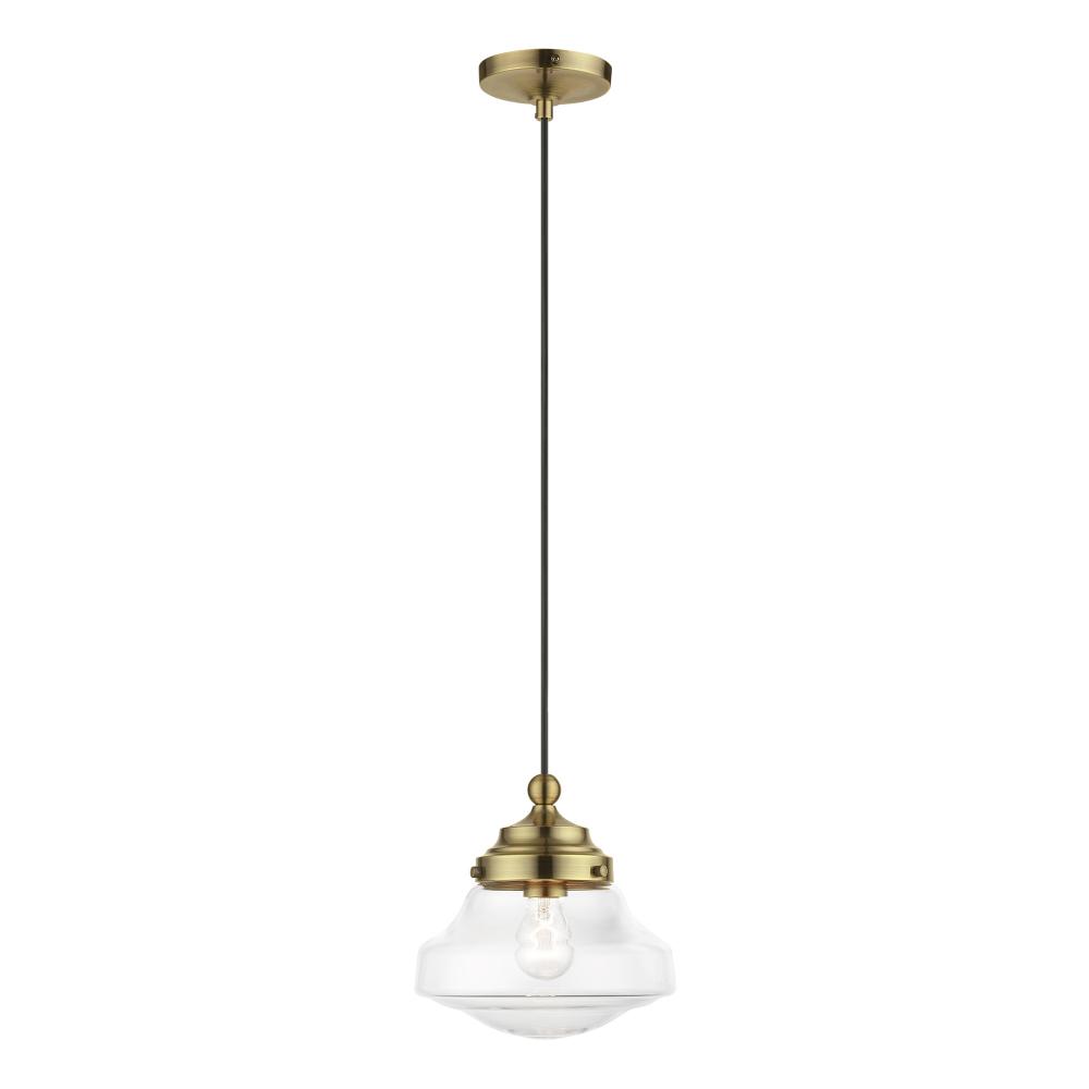 1 Light Antique Brass Mini Pendant