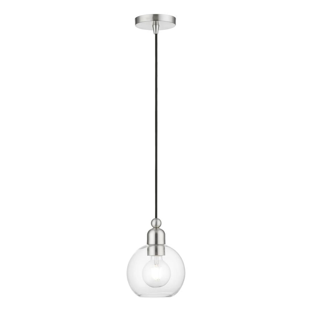 1 Light Brushed Nickel Sphere Mini Pendant