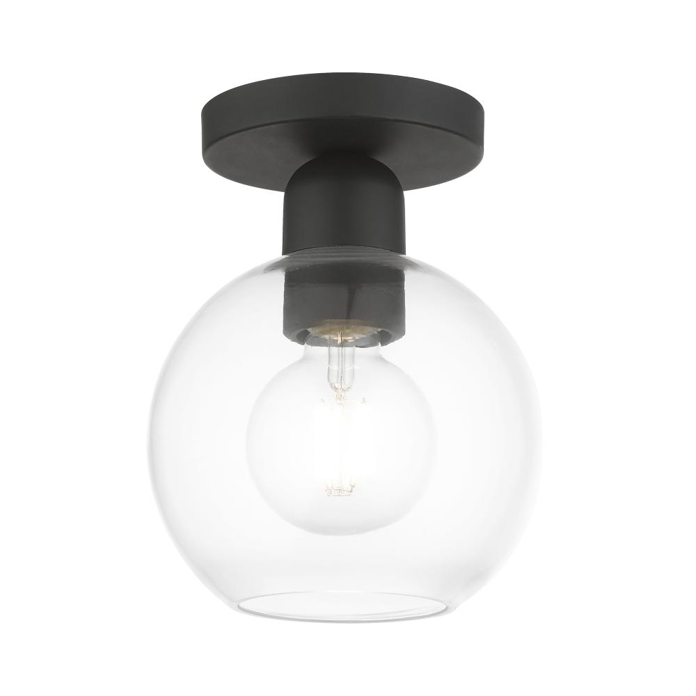 1 Light Black Sphere Semi-Flush