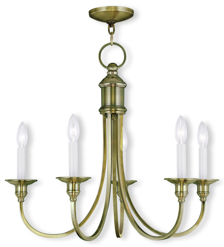 5 Light Antique Brass Chandelier