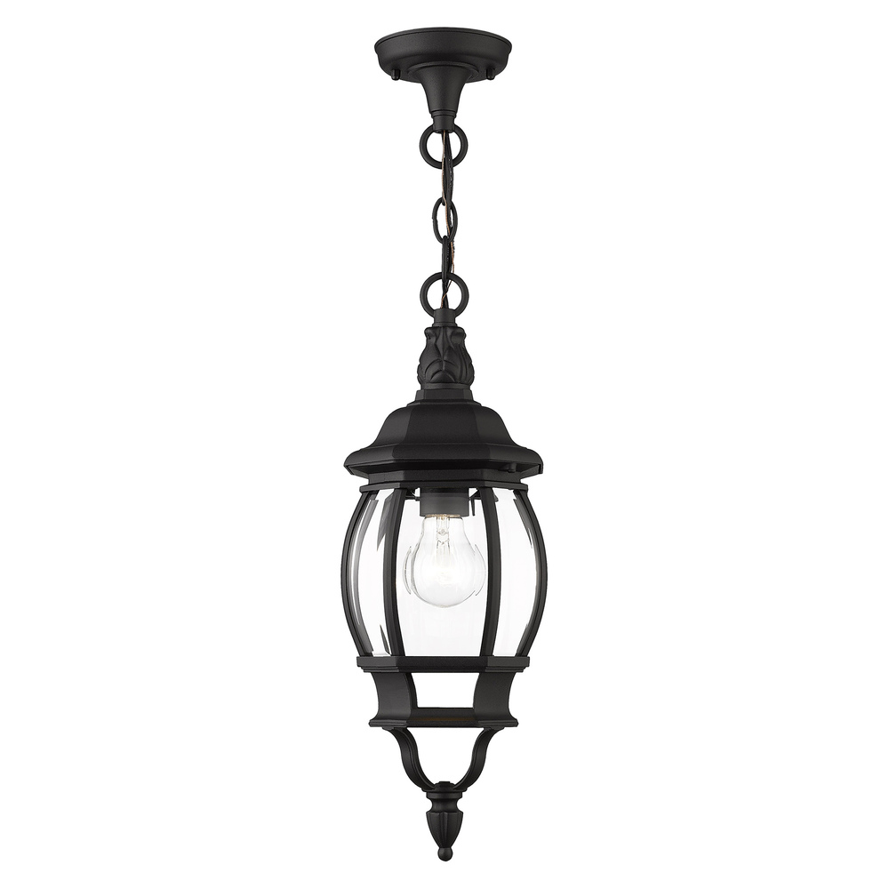 1 Lt Textured Black  Outdoor Pendant Lantern