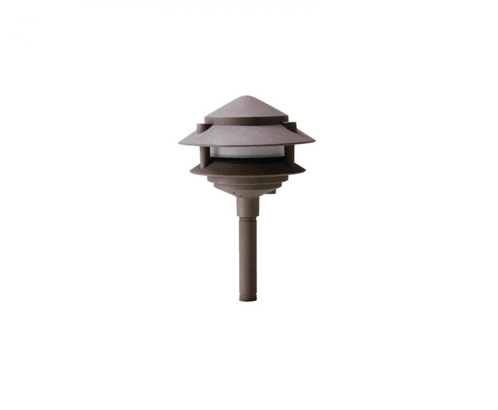 AREA LIGHT, 12V/20W 35W MAX, CAST. ALUMINUM, G4/JC BI-PIN, POWDER-COATED BRONZE, 2 TIER PAGODA