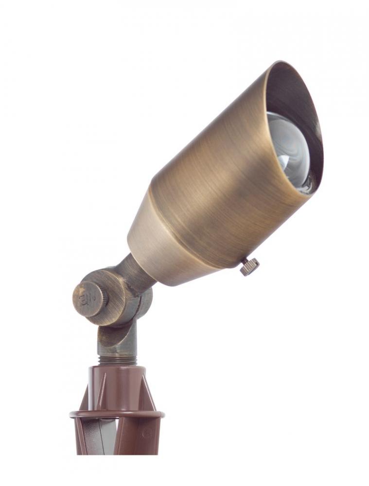 SOLID BRASS LANDSCAPE UPLIGHT 5W, 12V AC/DC, IP65, 300LM, 3000K, 90Â°~10Â° ADJ, ANTIQUE BRONZE