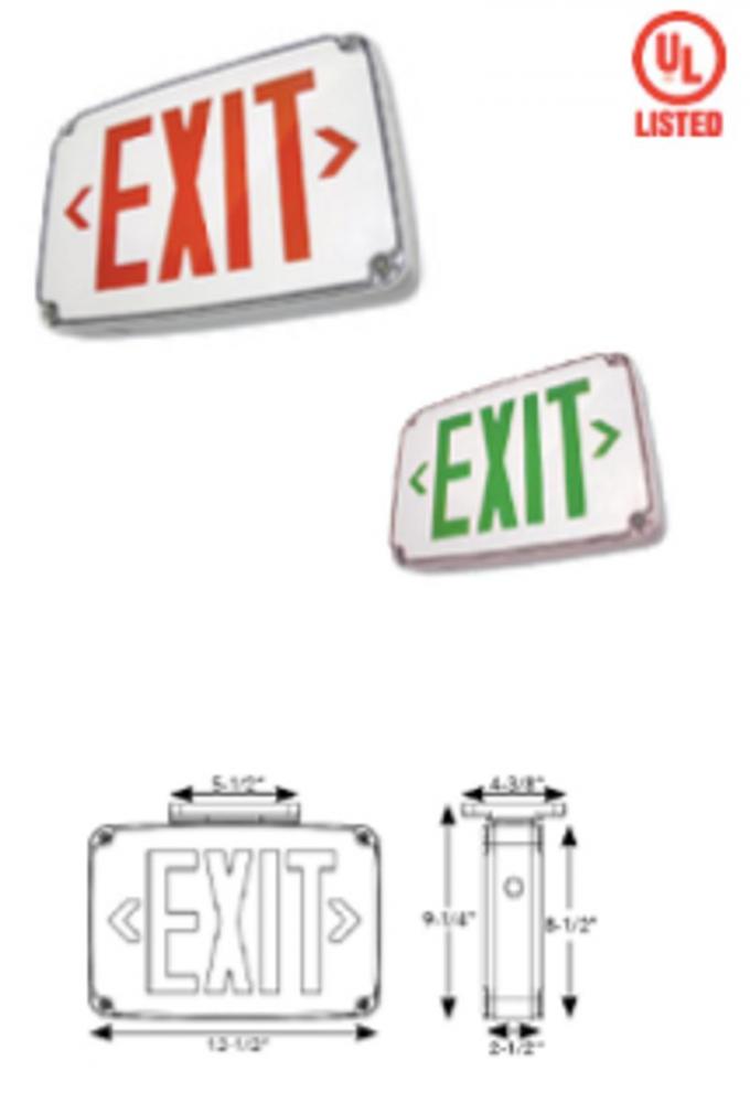 WET LOCATION LED EXIT DOUBLE FACE, RED LETTERS, GRAY PANEL