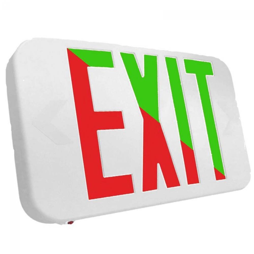 COMPACT MODERN UNIV. EXIT SIGN BI-COLOR RED/GRN, DEFAULT TO RED, TWO CIRCUITS, 120V