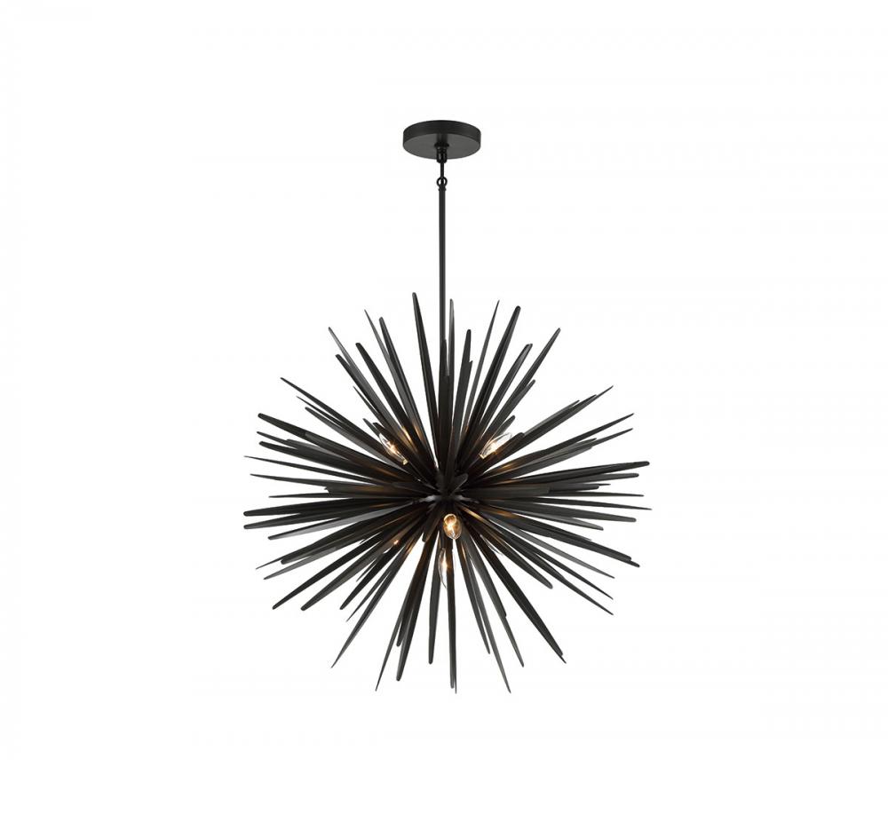 Trapani, 7 Light Chandelier, Metallic Black