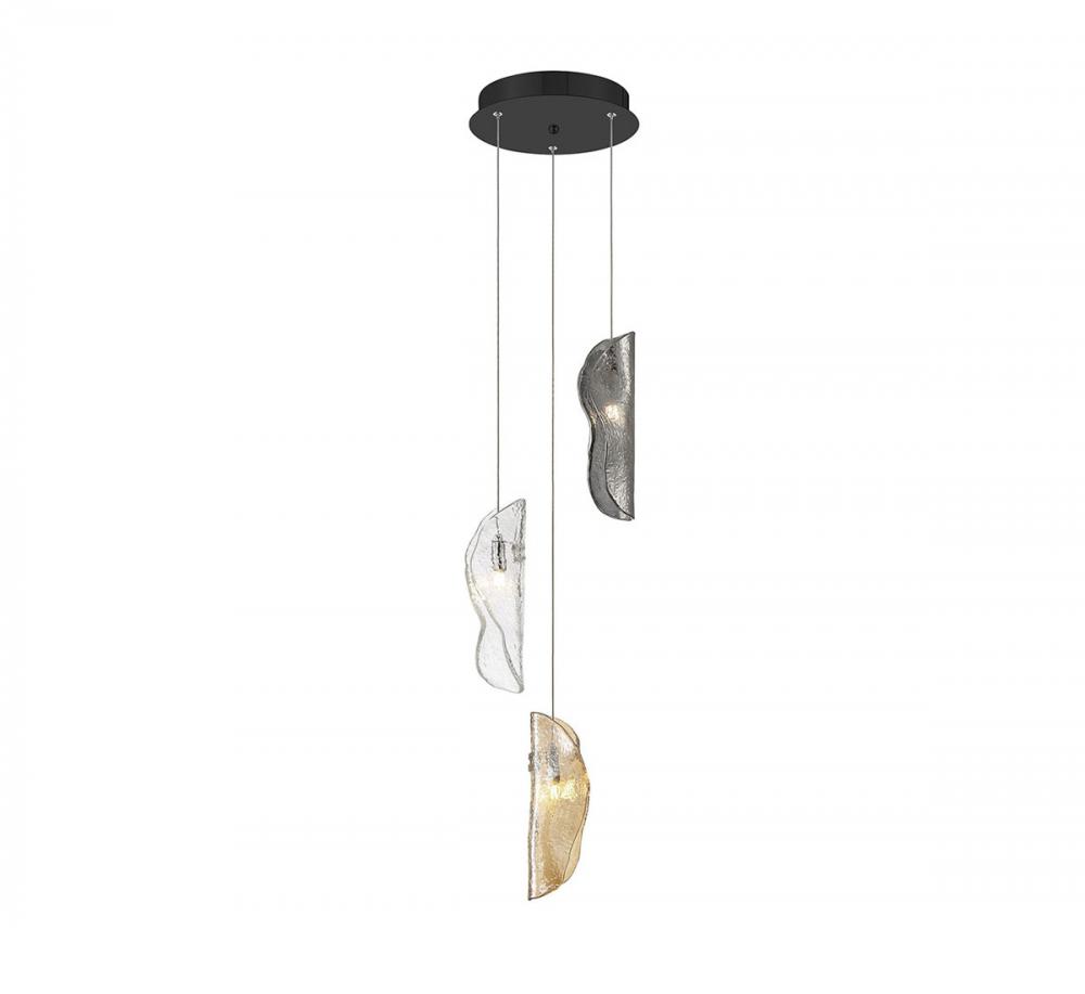 Sorrento, 3 Light LED Pendant, Mixed, Black Canopy