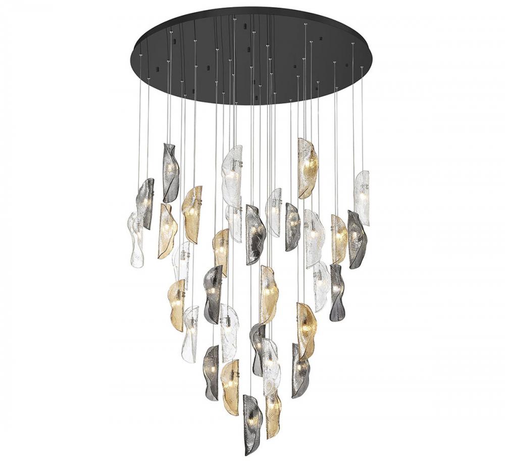 Sorrento, 32 Light LED Grand Chandelier, Mixed, Black Canopy