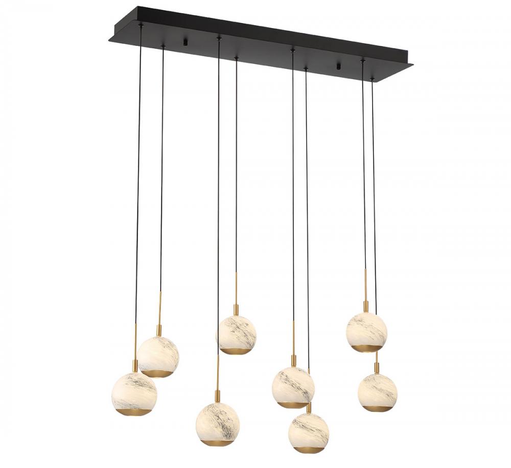 Baveno, 8 Light Rectangular LED Chandelier, Matte Black