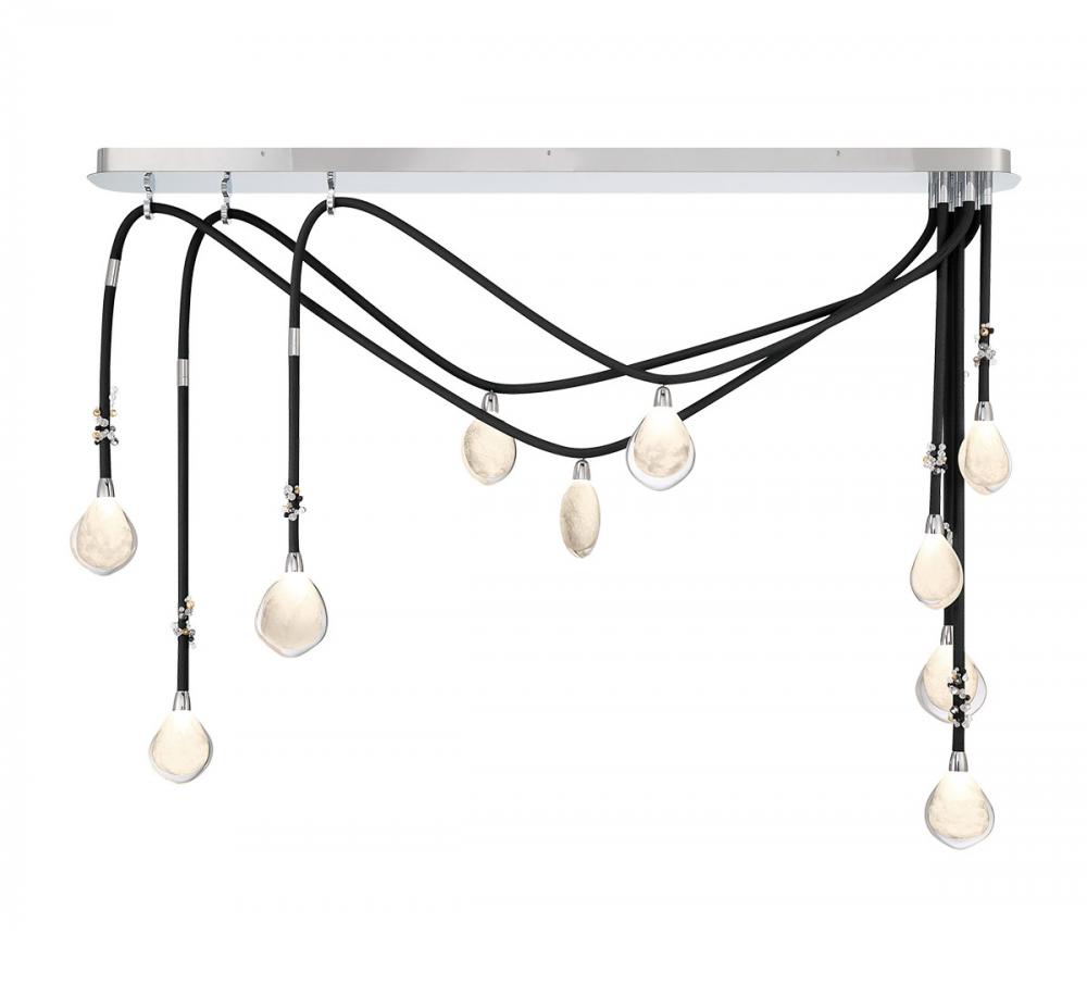 Bellissima, 10 Light Linear LED Chandelier, Black Sleeves