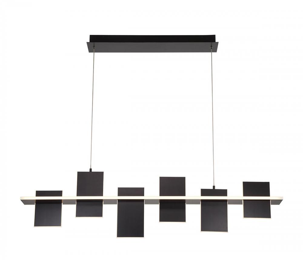 Affilato, 6 Light Linear LED Chandelier, Satin Black