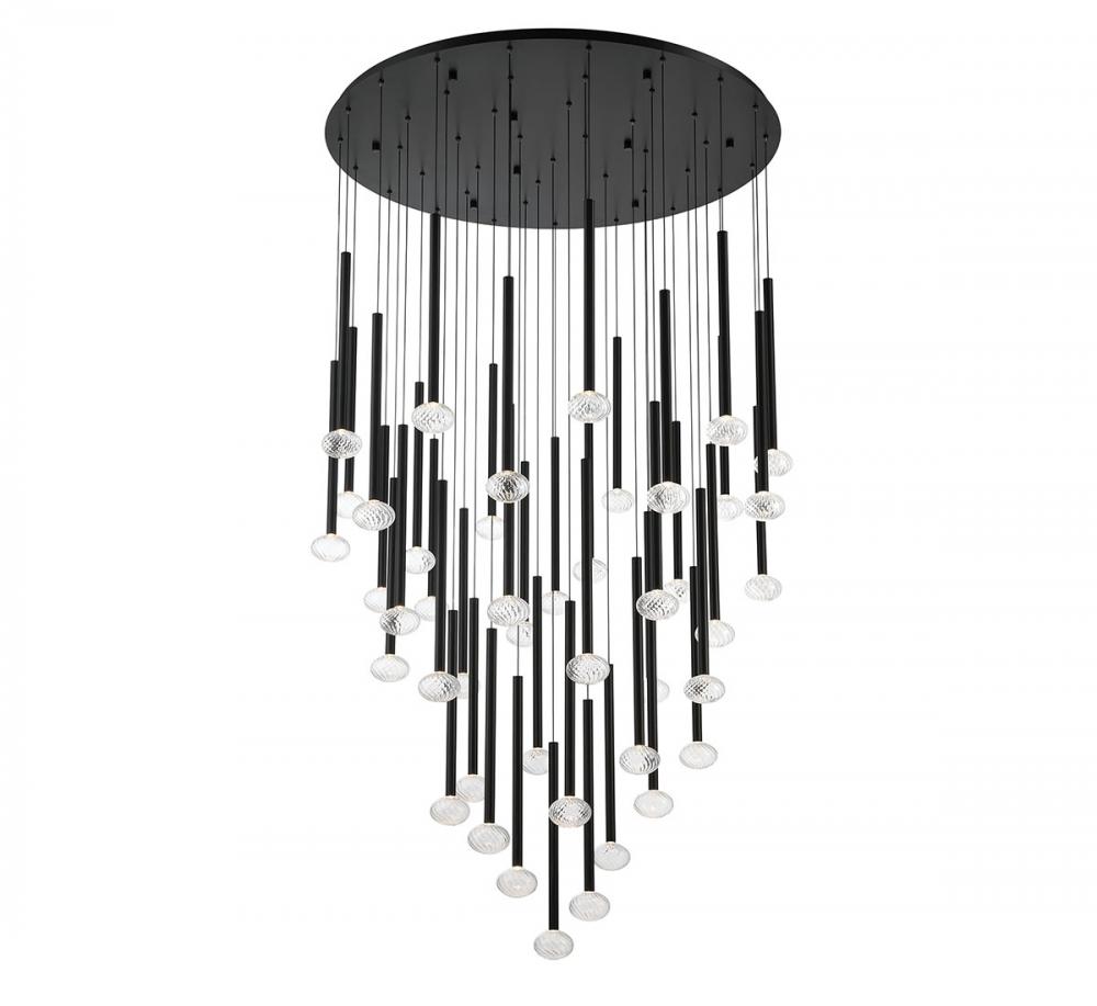 Calcolo, 19 Light Round LED Chandelier, Matte Black