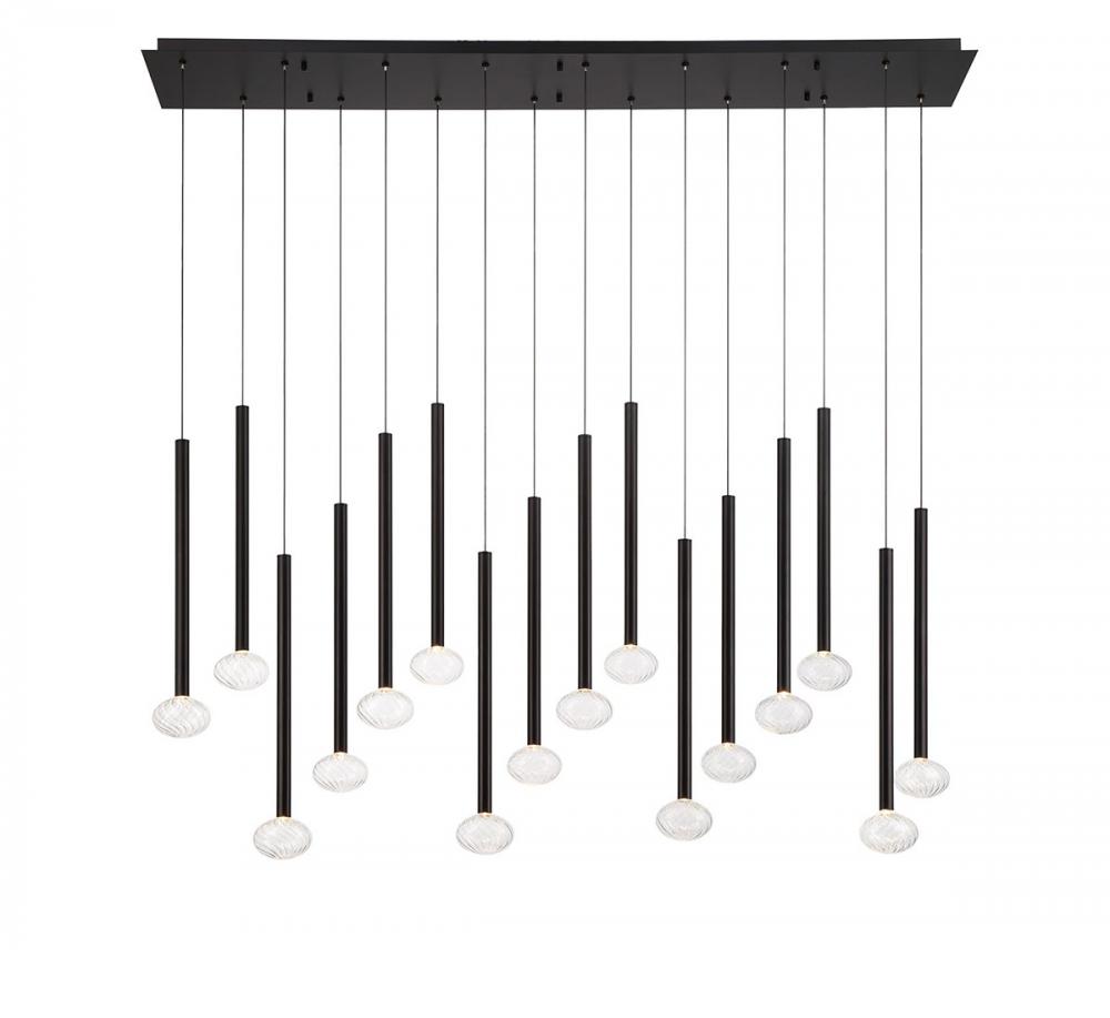 Soffio, 16 Light Linear LED Chandelier, Matte Black