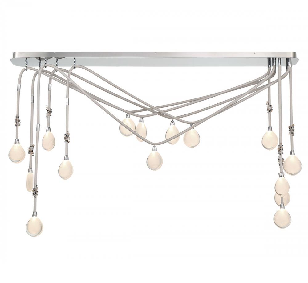 Bellissima, 15 Light Linear Chandelier,Silver Sleeves