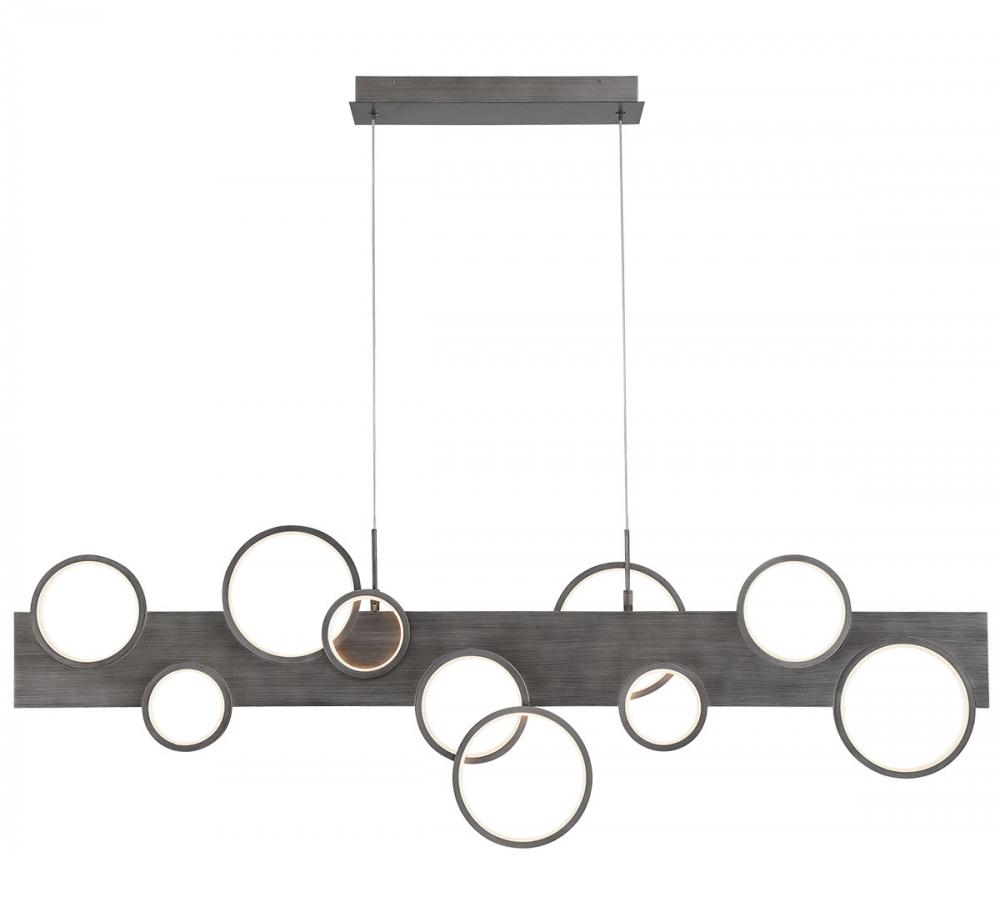 Torino, 10 Light Linear LED Chandelier, Brushed Vintage Grey