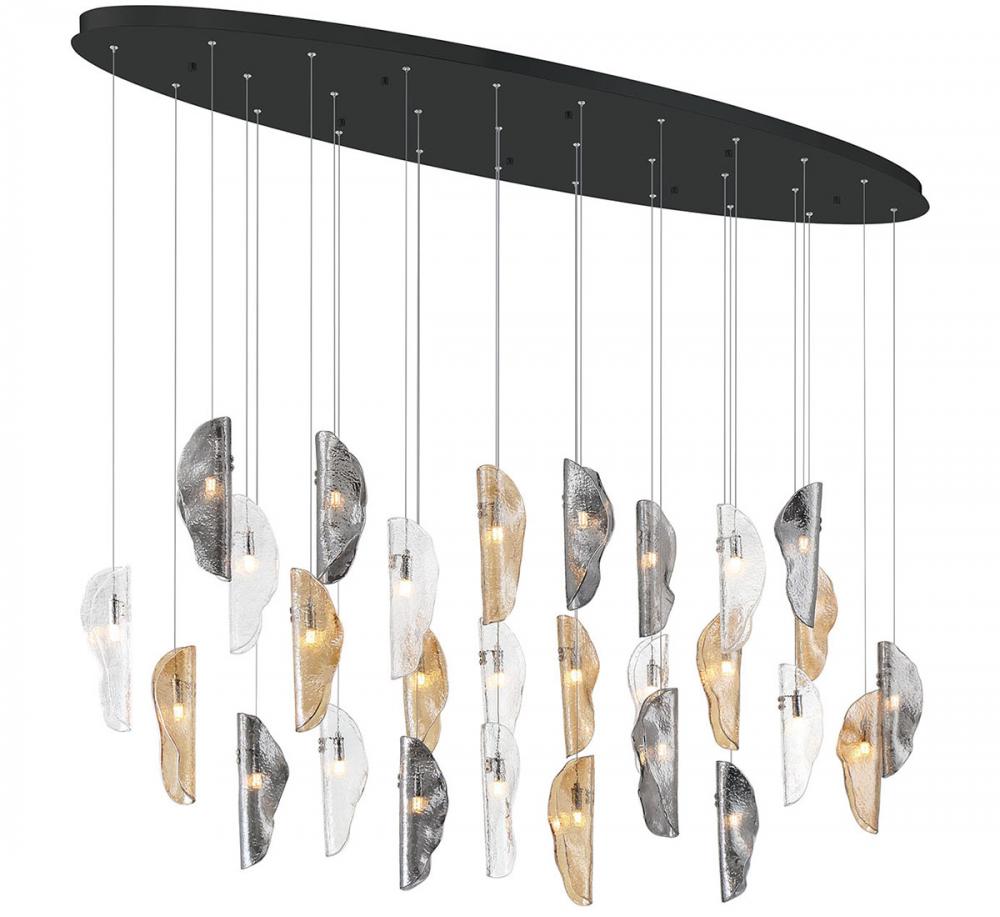 Sorrento, 28 Light Oval LED Chandelier, Mixed, Black Canopy