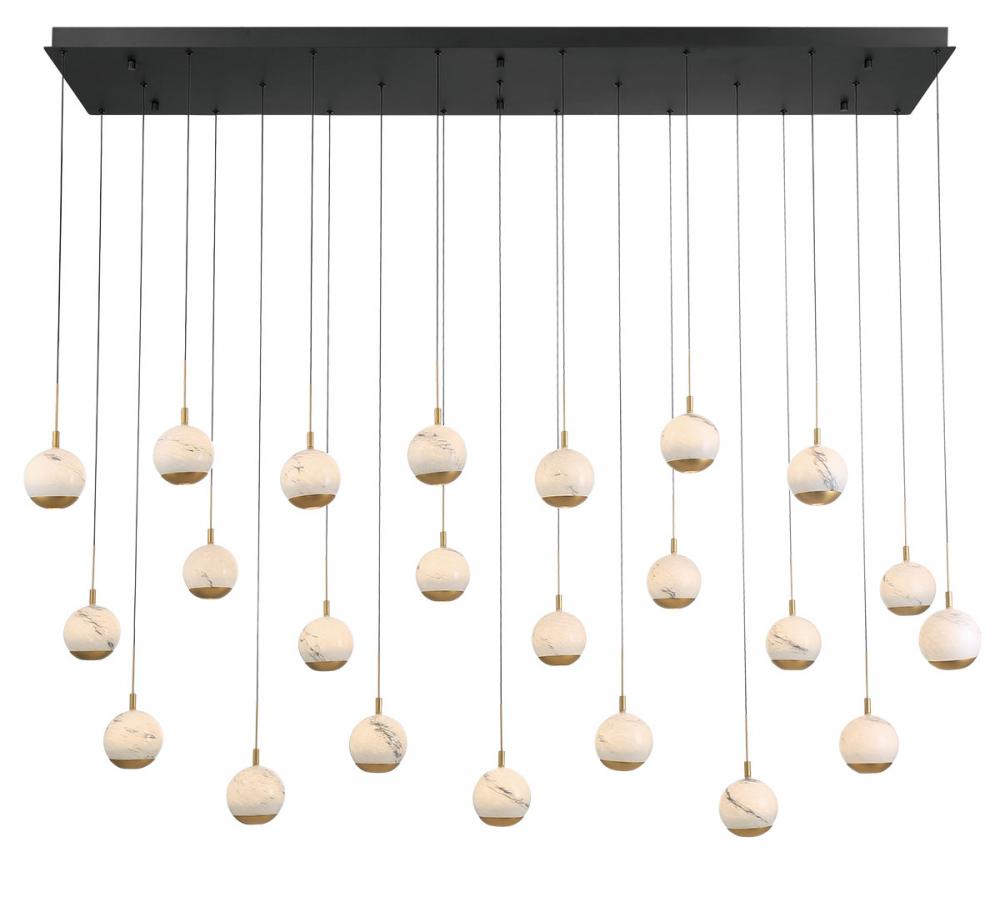 Baveno, 23 light Rectangular LED Chandelier, Matte Black