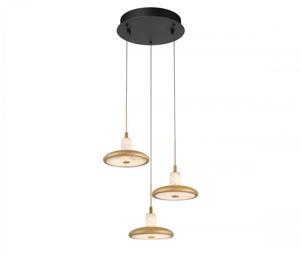 Mantova,3 Light LED Pendant, Matte Black