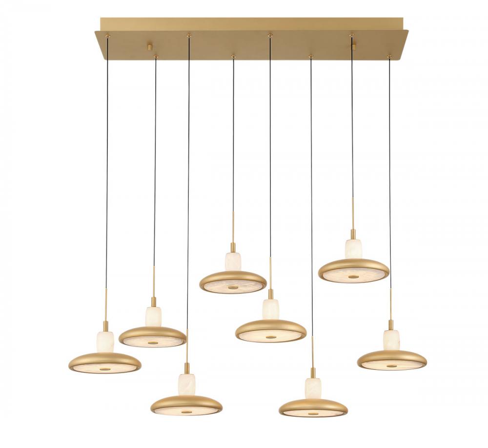 Mantova, 8 Light Rectangular LED Chandelier, Painted Antique Brass