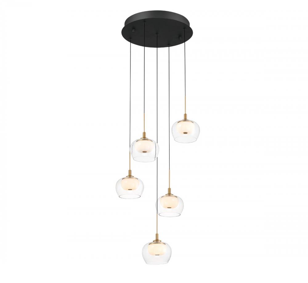 Manarola, 5 Light Round LED Chandelier, Matte Black