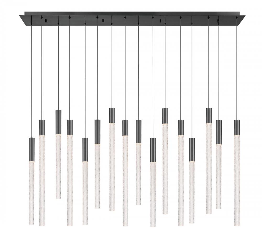 Gravina , 16 Light Rectangular LED Chandelier, Brushed Gun Metal, Clear Crystal