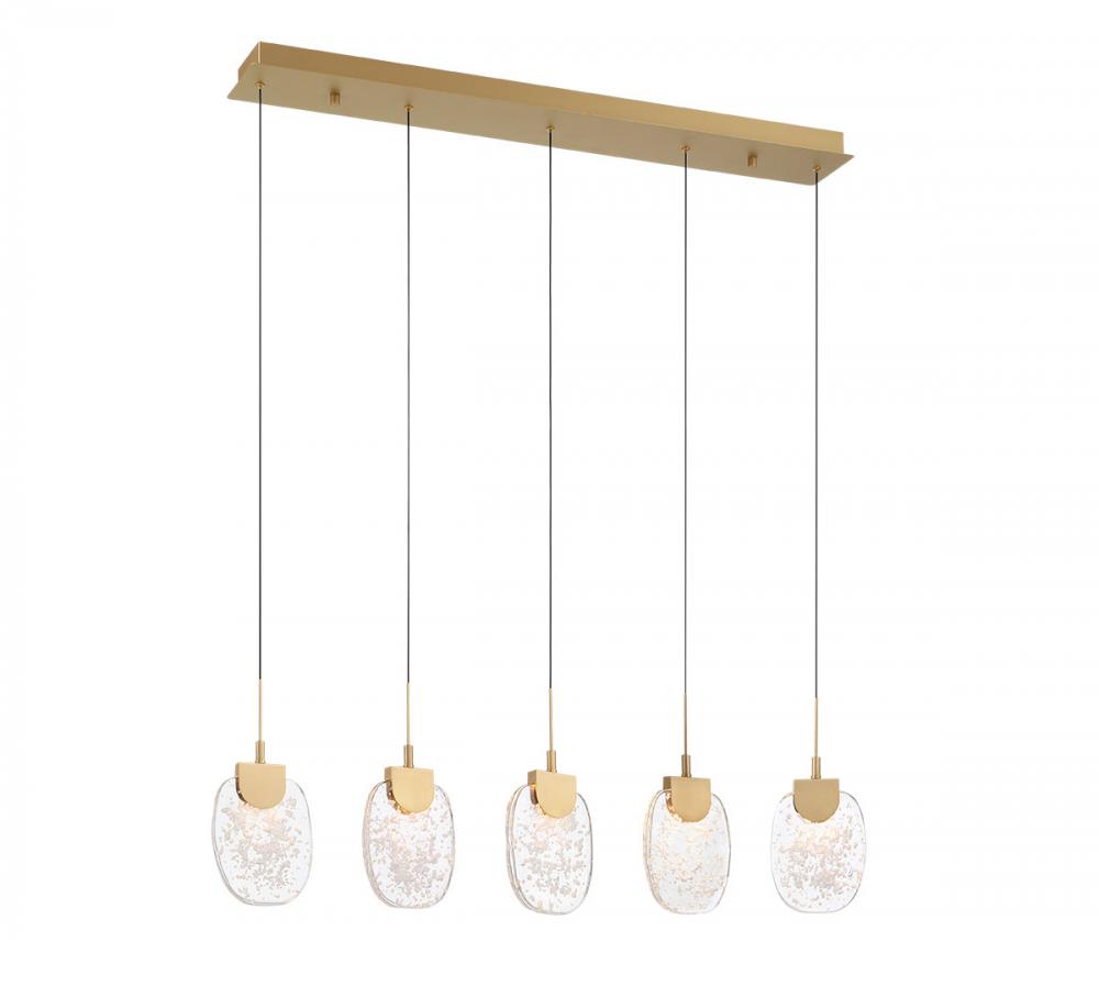 Castelo, 5 Light Linear LED Chandelier, Painted Antique Brass