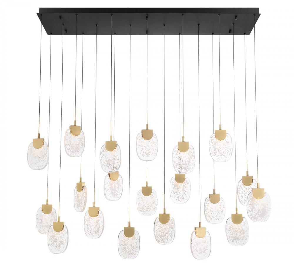 Castelo, 20 Light Rectangular LED Chandelier, Matte Black