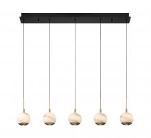 Lib & Co. US 10208-02 - Baveno, 5 Light Linear LED Chandelier, Matte Black