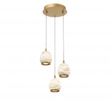 Lib & Co. US 12136-030 - Lucidata, 3 Light Round LED Pendant, Painted Antique Brass