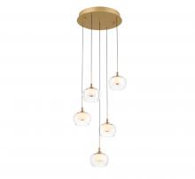 Lib & Co. US 12266-030 - Manarola, 5 Light Round LED Chandelier, Painted Antique Brass