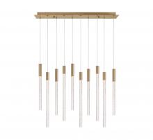 Lib & Co. US 12274-037 - Gravina ,10 Light Rectangular LED Chandelier, Brushed Brass, Clear Crystal