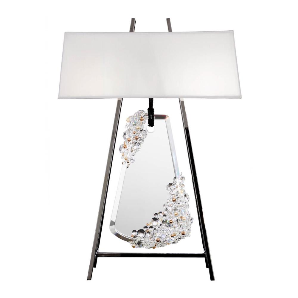 Flora 2 Light 120V Table Lamp in Polished Chrome with Clear Radiance Crystal and Red Rope