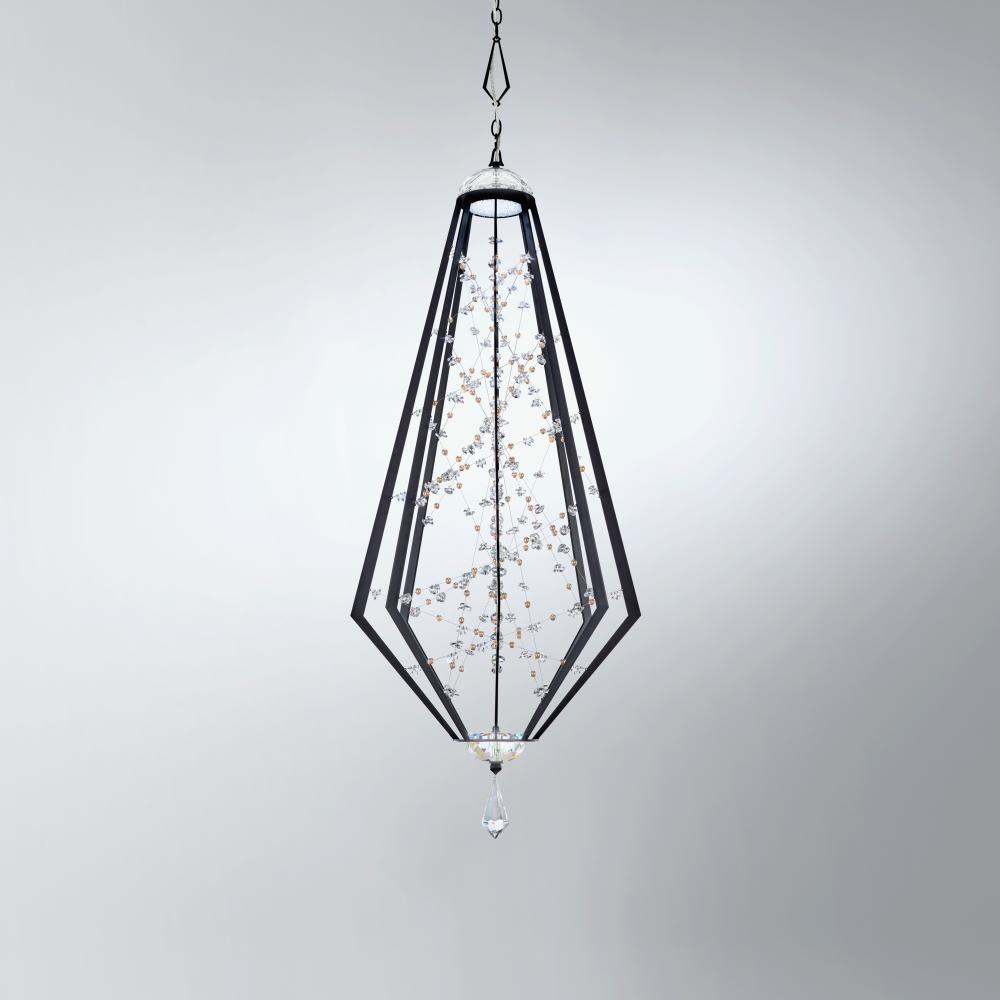 Eternity 54in LED 3000K/3500K/4000K 120V-277V Pendant in Black with Clear Radiance Crystal and Tah