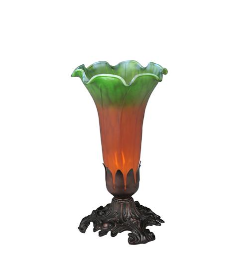 8"H Amber/Green Pond Lily Accent Lamp