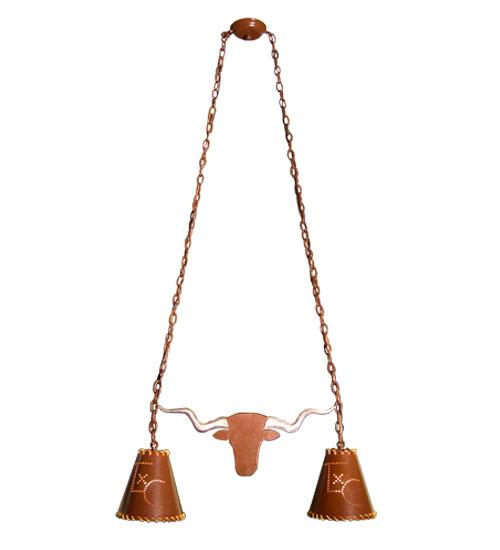 32" Long Texas Longhorn 2 Light Island Pendant