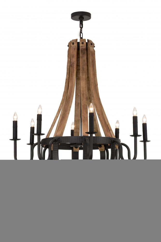 43"W Barrel Stave Madera 8 LT Chandelier