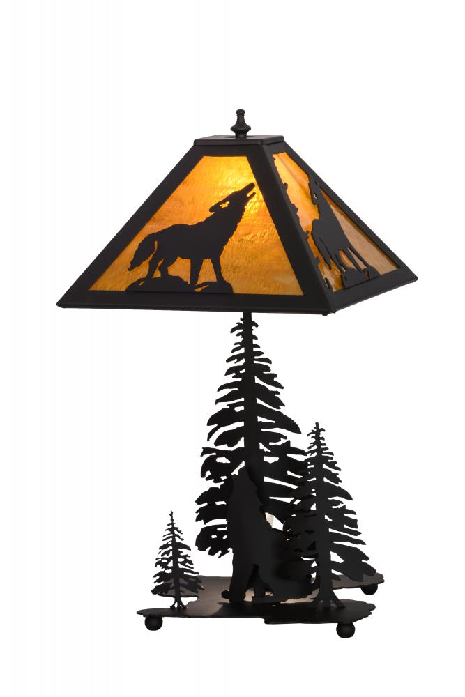 21"H Howling Wolf W/Lighted Base Table Lamp
