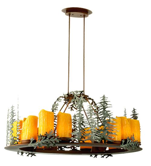 42"L Tall Pines 12 LT Oval Chandelier