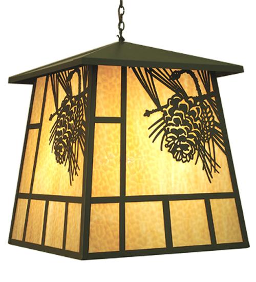 30" Square Stillwater Winter Pine Lantern Pendant