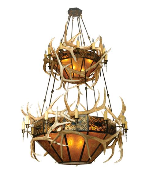 66" Wide Antlers Elk 2 Tier Chandelier