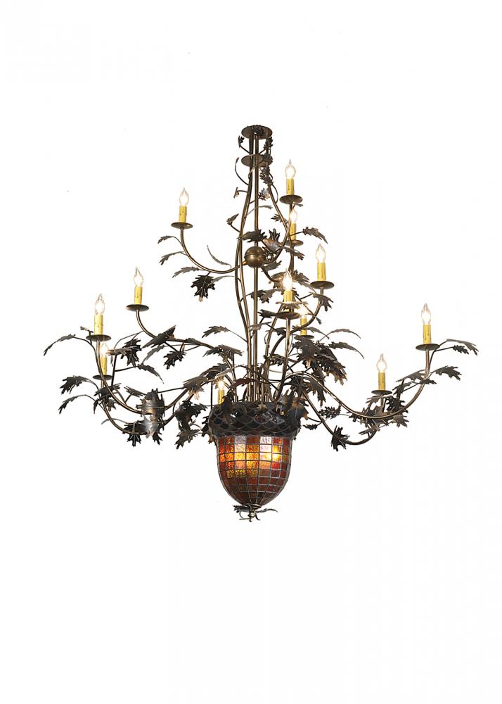 60" Wide Greenbriar Oak 12 Arm Chandelier